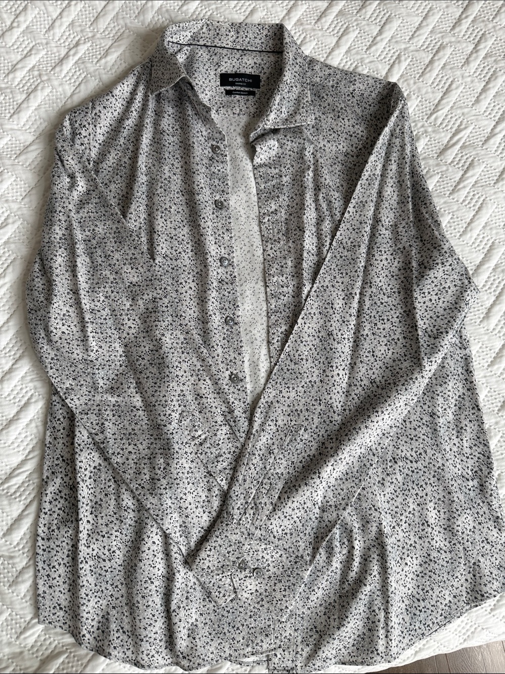 Bugatchi Gray Shirt with Black Micro Floral Print